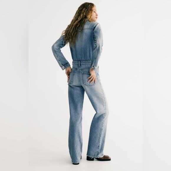 ZARA BLOGGER FAVORITE TRF LONG DENIM JUMPSUIT - Picture 9 of 13